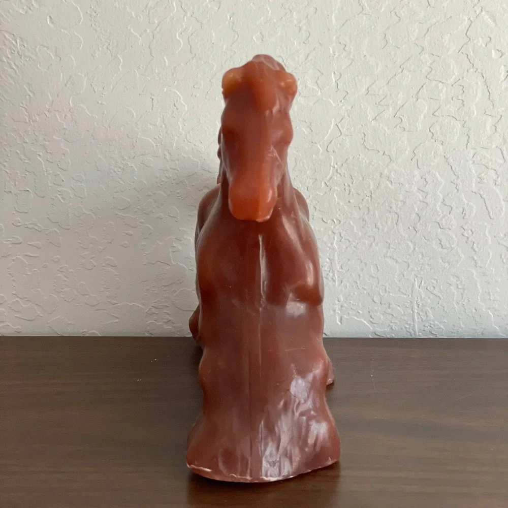 Vintage Large Horse Candle Figurine Wax Brown Equestrian Cabincore Cottagecore‎